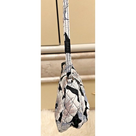 VERA BRADLEY CAMELLIA MODERN FLORAL BLACK WHITE CROSSBODY HAND SHOULDER BAG - Picture 4 of 7